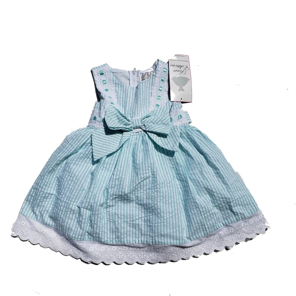 Rare Editions Dress Size 3T Fancy  Bow Seersucker
